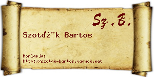 Szoták Bartos névjegykártya